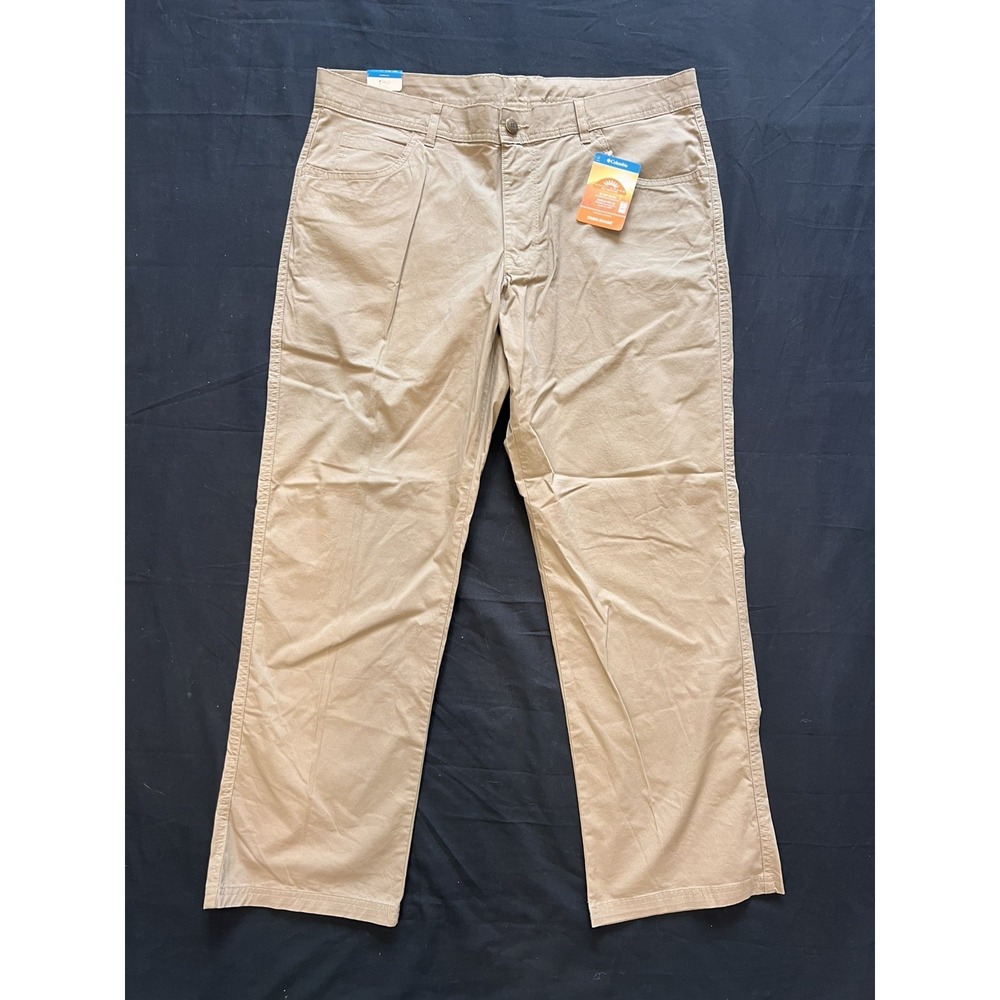 NWT Columbia Mens Cotton Regular Fit Omni-Shade UPF 50 Khaki Pants 38x30